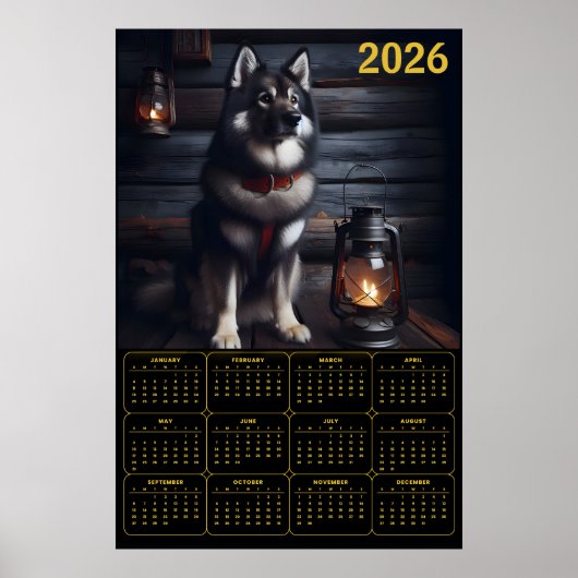 2026 German Shepherd Calendar Rustic Cabin Poster (Voorkant)