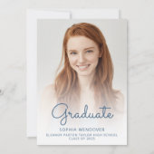 2026 Glam Blauw Glitter Drip Foto Afstuderen Kaart (Achterkant)