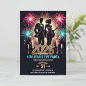 2026 Glamoureus Nieuwjaarsfeest Vuurwerk Kaart (Staand voorkant)