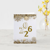 2026 Glitterende Sneeuwvlok Nieuwjaarslogo bedrijf Kaart (Gele Bloem)