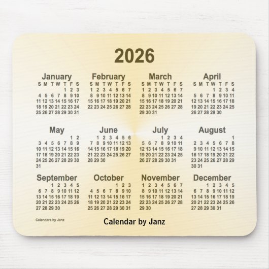 2026 Gold Calendar van Janz Muismat (Voorkant)