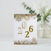 2026 Gold Glitter Snowflake New Year logo company  Briefkaart (Staand voorkant)