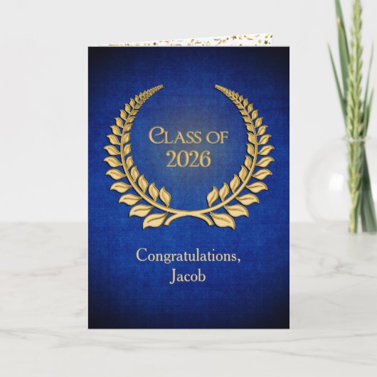 2026 Gold Graduation Laurel Wreath   Kaart (Voorkant)