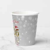 2026 Golden New Year with Snowflake and Santa Hat Papieren Bekers (Achterkant)