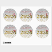 2026 Golden New Year with Snowflake and Santa Hat Ronde Sticker (Vel)