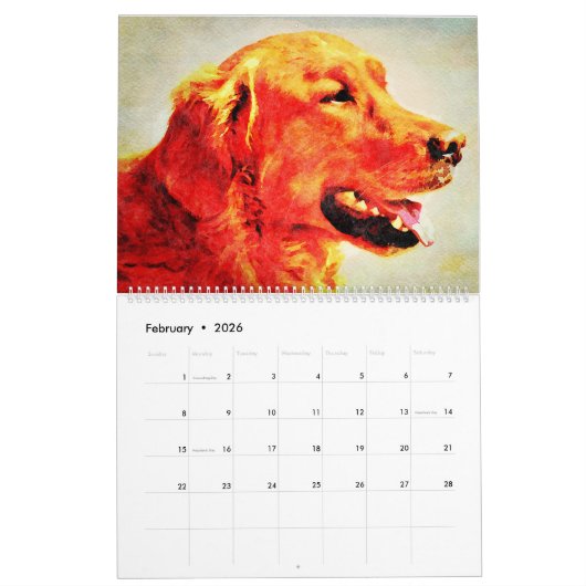 2026 Golden Retriever Dogs Golden Owner gift Kalender (Feb 2026)
