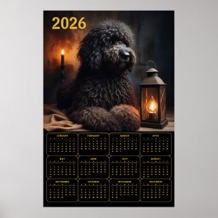 2026 Goldendoodle met Lantaarn en Kaars Kalender Poster