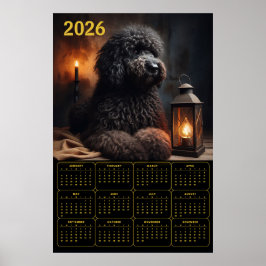 2026 Goldendoodle with Lantern and Candle Calendar Poster
