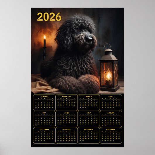 2026 Goldendoodle with Lantern and Candle Calendar Poster (Voorkant)