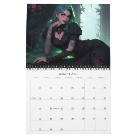 2026 Gothic Queens Fantasy Kunstkalender Kalender (Mar 2026)