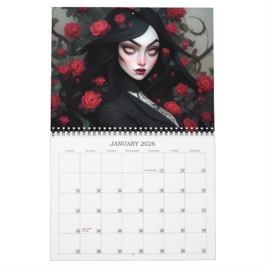 2026 Gothic Queens Fantasy Kunstkalender Kalender (Jan 2026)