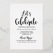 2026 Goud Afstudeer Script Foto Collage Folie Uitnodiging (Achterkant)