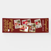 2026 Goud Schets 5 Foto Modern Afstudeerfeest Spandoek (Horizontaal)