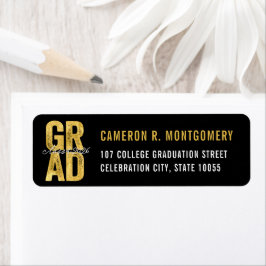 2026 Goud Vet GRAD Typografie Afstudeeradres Etiket