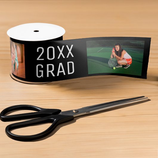 2026 Grad 3 Foto Collage op Zwart Satijnen Lint