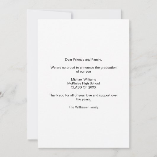 2026 Graduate Photo Bold White Script Graduation Aankondiging (Achterkant)