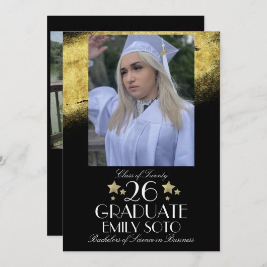 2026 Graduation Collage Party Script Star Photo Kaart (Voorkant / Achterkant)