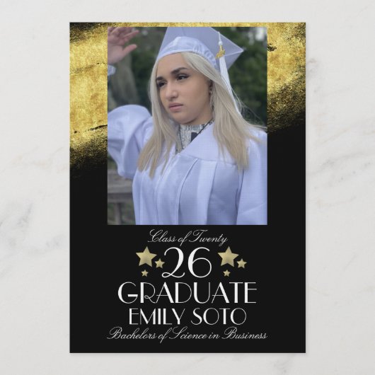 2026 Graduation Collage Party Script Star Photo Kaart (Voorkant)