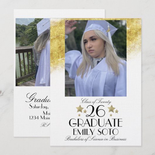 2026 Graduation Collage Party Script Stars Photo Kaart (Voorkant / Achterkant)