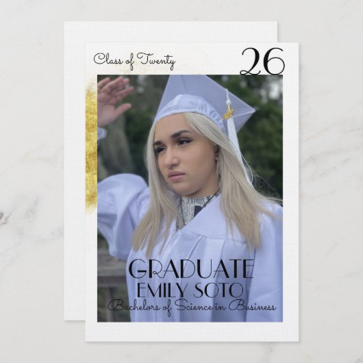 2026 Graduation Collage Script Gold Photo Kaart (Voorkant / Achterkant)