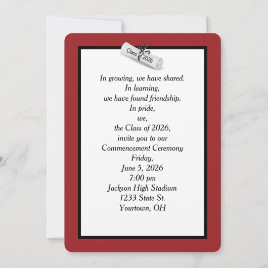 2026 Graduation Commencement Tablet Invite Kaart (Achterkant)