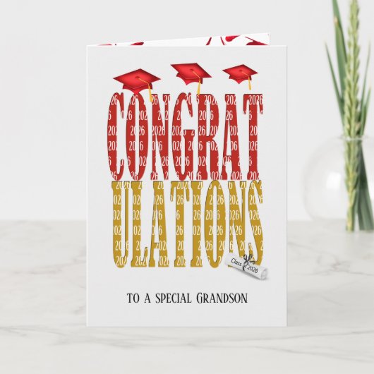 2026 Graduation Congratulations for Grandson Kaart (Voorkant)