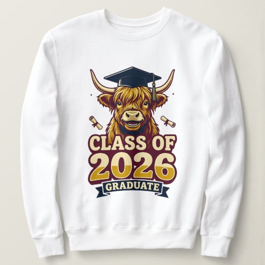 2026 graduation design featuring a highland cow  trui (Design voorkant)