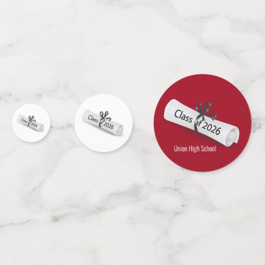 2026 Graduation Diploma on White and Red  Confetti (Achterkanten)