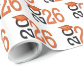 2026 Graduation Orange and Black Cadeaupapier (Rol Hoek)