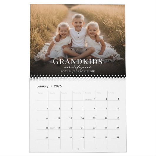2026 Grandkids Make Life Grand Custom Photo Kalender (Jan 2026)