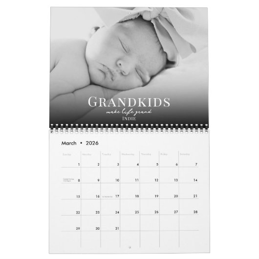 2026 Grandkids Make Life Grand Custom Photo  Kalender (Mar 2026)