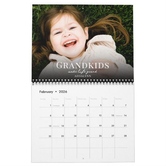 2026 Grandkids Make Life Grand Custom Photo  Kalender (Feb 2026)