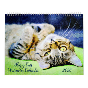 2026 Grappige Lui Slaperige Kat Ontspannende Katte Kalender