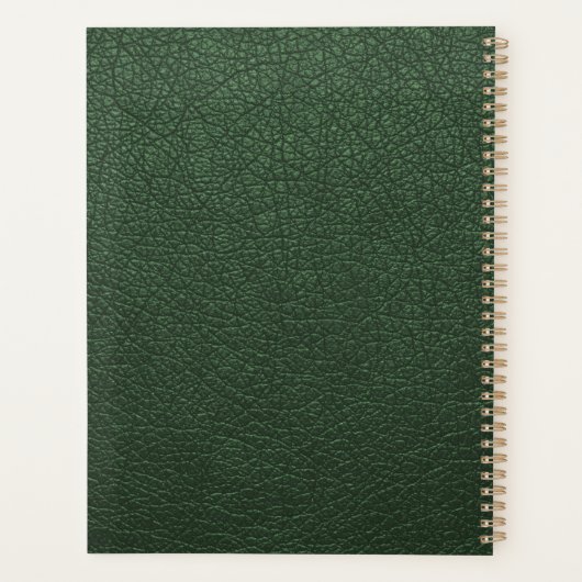 2026 Green gold monogrammed script name elegant Planner (Achterkant)