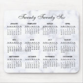 2026 Grijs en wit marmeren kalender Muismat (Voorkant)