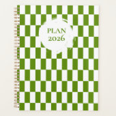 2026 Groen en Wit Geruitte Spiraal  Planner (Voorkant)
