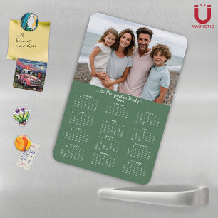2026 Groene Gepersonaliseerde Vakantie Fotokalende Magneet