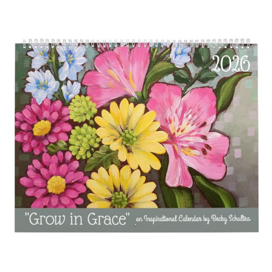 2026 Grow in Grace Inspirational Floral Calendar Kalender (Hoes)