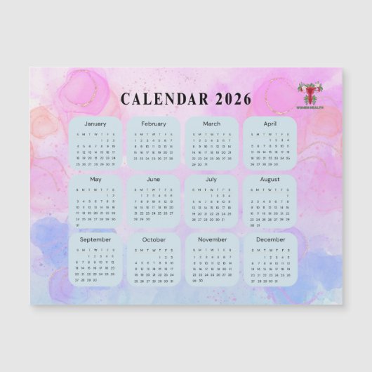 2026 Gynecology Calendar Magnet with Custom Logo (Voorkant)