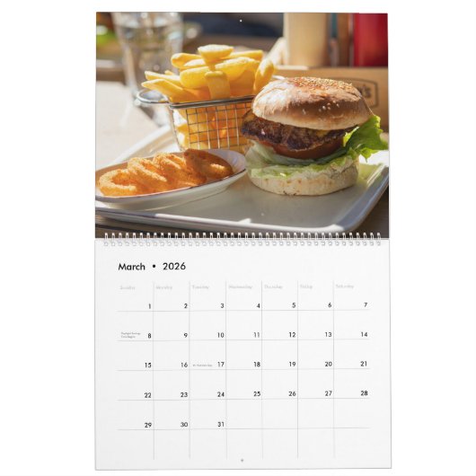2026 Hamburger Wall Calendar Food Kalender (Mar 2026)
