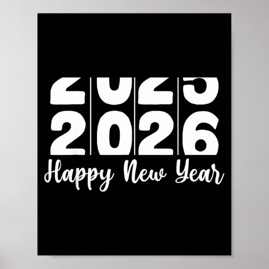2026 Happy New Year Bold Numbers Celebration Party Poster (Voorkant)