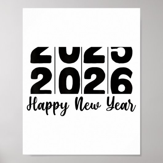 2026 Happy New Year Bold Numbers Celebration Party Poster (Voorkant)
