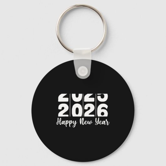 2026 Happy New Year Bold Numbers Celebration Party Sleutelhanger (Voorkant)