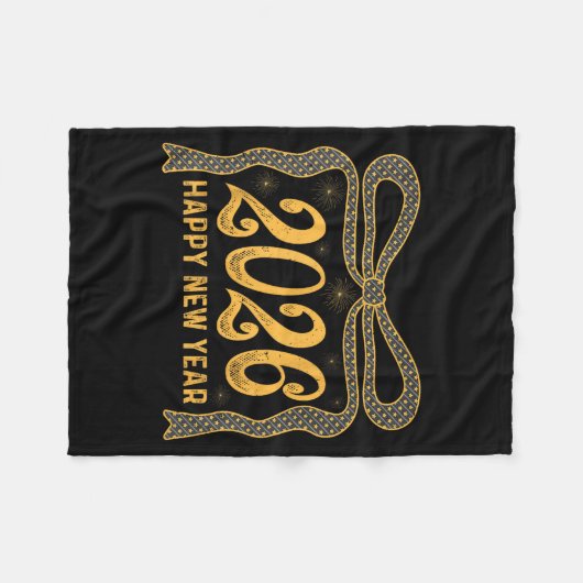 2026 Happy New Year Bow Fireworks Celebration Desi Fleece Deken (Voorkant (Horizontaal))