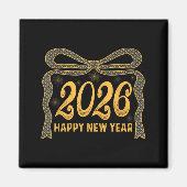 2026 Happy New Year Bow Fireworks Celebration Desi Magneet (Voorkant)