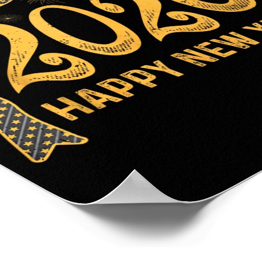 2026 Happy New Year Bow Fireworks Celebration Desi Poster (Hoek)