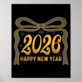 2026 Happy New Year Bow Fireworks Celebration Desi Poster (Voorkant)