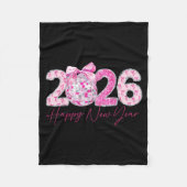 2026 Happy New Year Bow Patch Disco Ball  Fleece Deken (Voorkant)