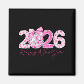 2026 Happy New Year Bow Patch Disco Ball  Magneet (Voorkant)