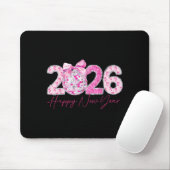 2026 Happy New Year Bow Patch Disco Ball  Muismat (Met muis)